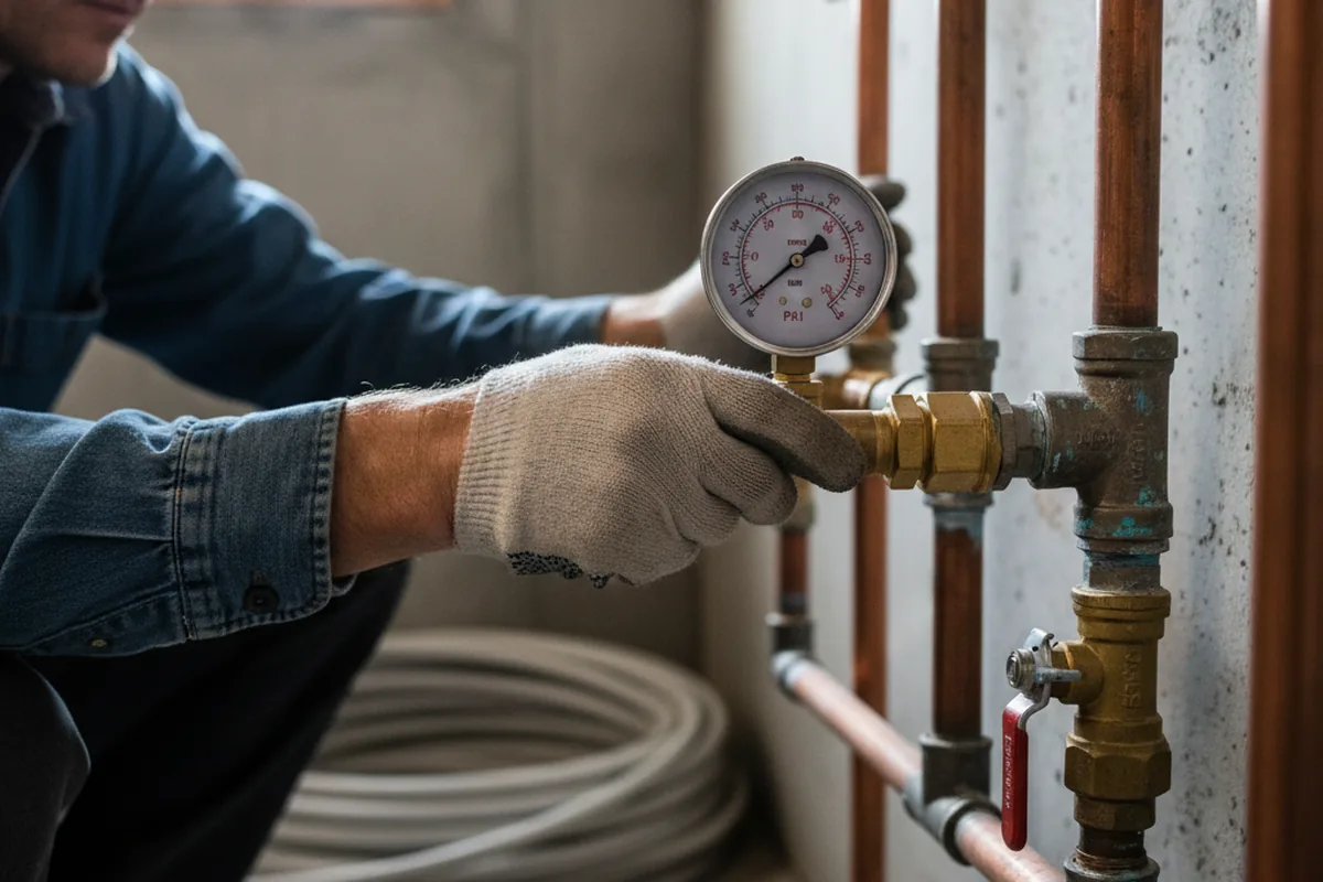 Pressure testing a repaired line during Water Line Repair in Coden